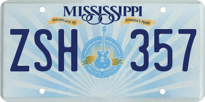 MS license plate ZSH357