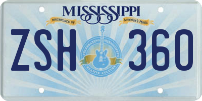 MS license plate ZSH360