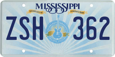 MS license plate ZSH362