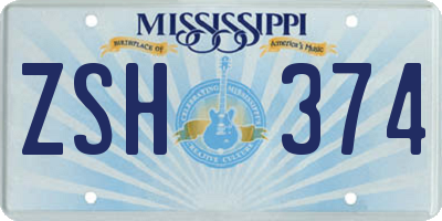MS license plate ZSH374