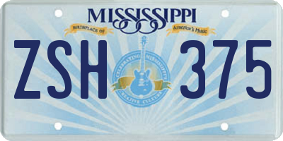 MS license plate ZSH375