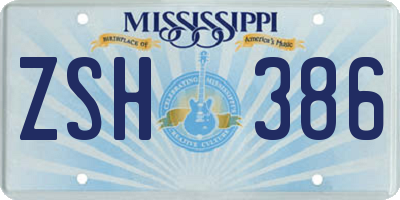 MS license plate ZSH386