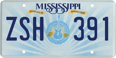 MS license plate ZSH391