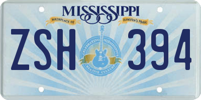 MS license plate ZSH394
