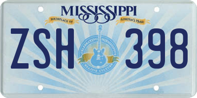 MS license plate ZSH398