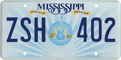 MS license plate ZSH402