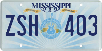 MS license plate ZSH403