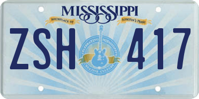 MS license plate ZSH417