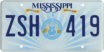 MS license plate ZSH419