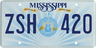 MS license plate ZSH420