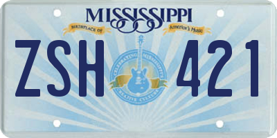 MS license plate ZSH421