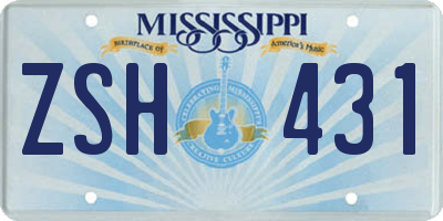 MS license plate ZSH431