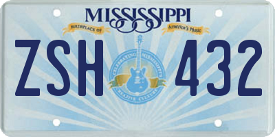 MS license plate ZSH432
