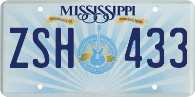 MS license plate ZSH433
