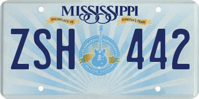 MS license plate ZSH442