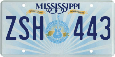 MS license plate ZSH443