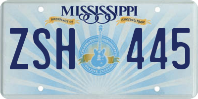 MS license plate ZSH445