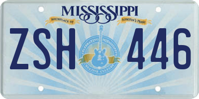 MS license plate ZSH446