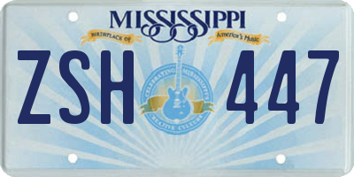 MS license plate ZSH447