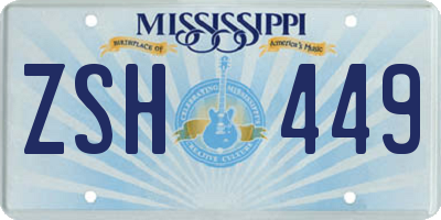 MS license plate ZSH449