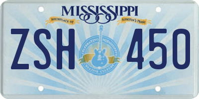 MS license plate ZSH450