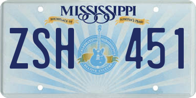 MS license plate ZSH451