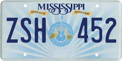 MS license plate ZSH452