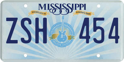 MS license plate ZSH454