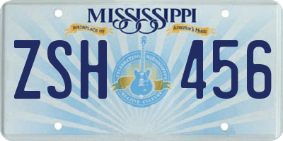 MS license plate ZSH456