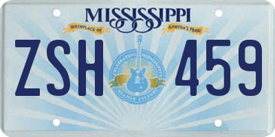 MS license plate ZSH459