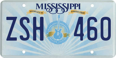 MS license plate ZSH460