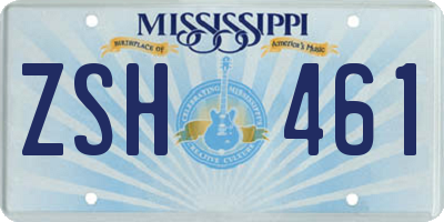 MS license plate ZSH461