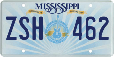 MS license plate ZSH462