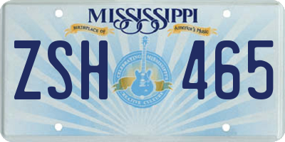 MS license plate ZSH465