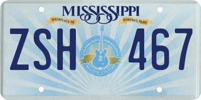 MS license plate ZSH467