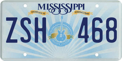 MS license plate ZSH468