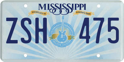 MS license plate ZSH475
