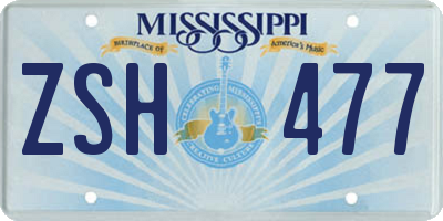 MS license plate ZSH477
