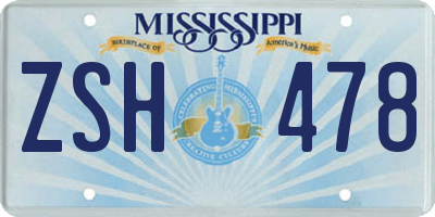 MS license plate ZSH478