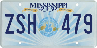 MS license plate ZSH479