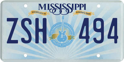 MS license plate ZSH494