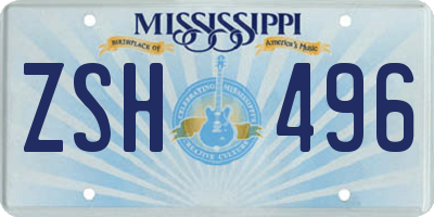 MS license plate ZSH496