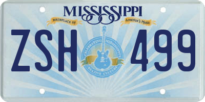 MS license plate ZSH499