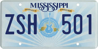 MS license plate ZSH501