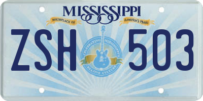 MS license plate ZSH503