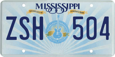 MS license plate ZSH504