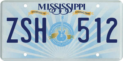 MS license plate ZSH512