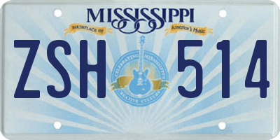 MS license plate ZSH514