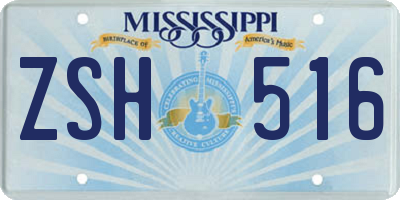 MS license plate ZSH516