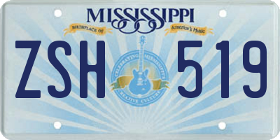 MS license plate ZSH519